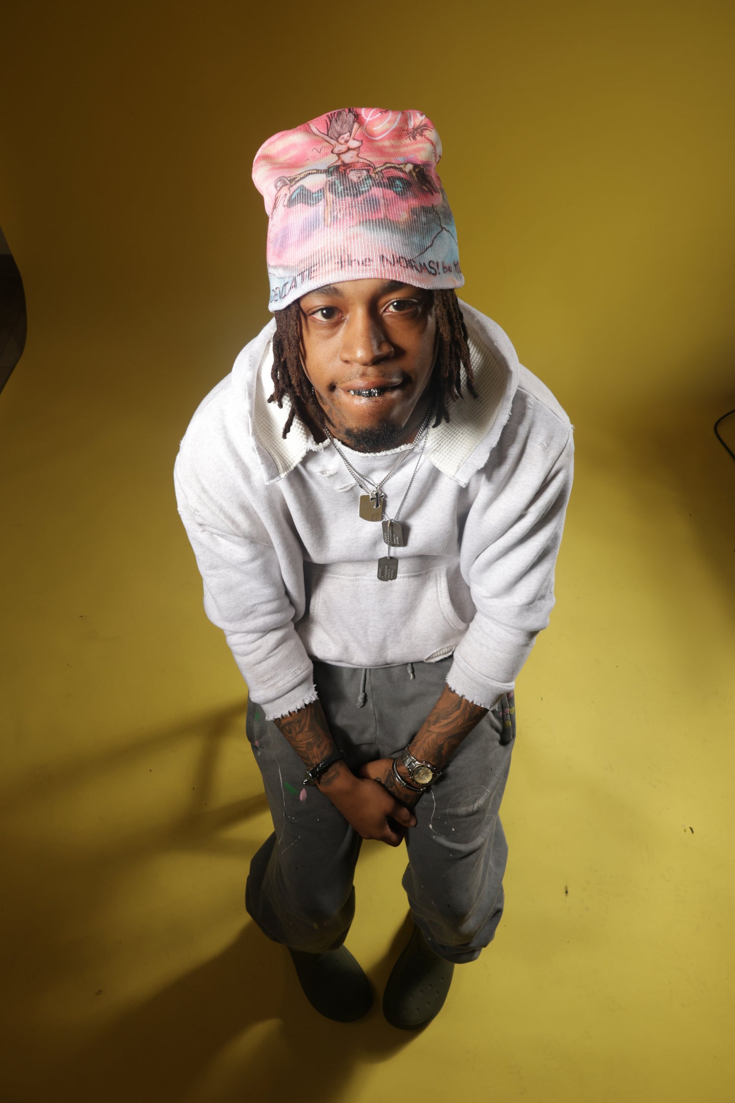 Distressed Thermal Hoodie